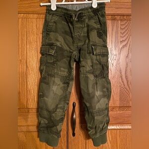 GAP Kids Camouflage Woven Joggers w/ Cargo Pockets Lined in Jersey Knit Size 4